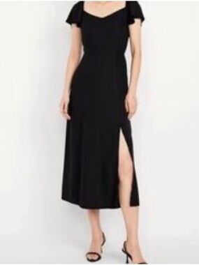 Old Navy Black Flutter-Sleeve Midi Dress